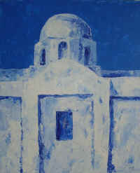 Kirche von Mykonos, Acryl gespachtelt auf Leinwand