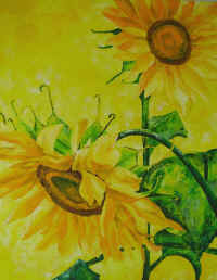 Sonnenblume gelb, Acryl gespachtelt auf Leinwand